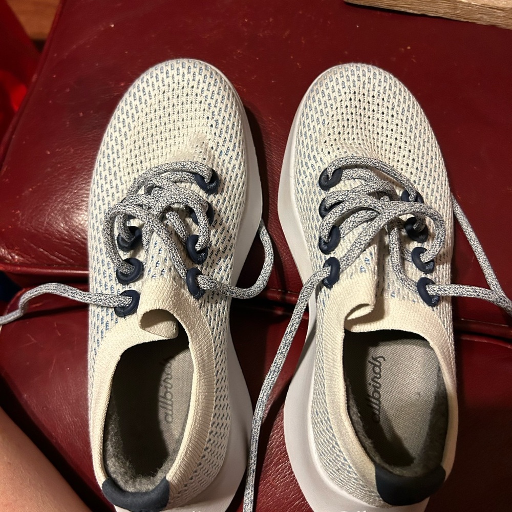 Women’s Allbirds Cream and Navy Knit Sneakers